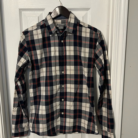 Nice Castro Men Button Down Shirt Casual Size S Blue/Green/Red/Cream - Picture 1 of 9